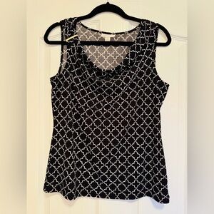 Charter Club Black and White Geometric Sleeveless Blouse.